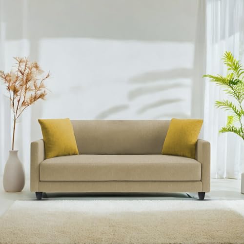 Image of Casaliving Dominic 2 Seater Sofa Set for Living Room (Cream Fabric) Premium Fabric Sofa