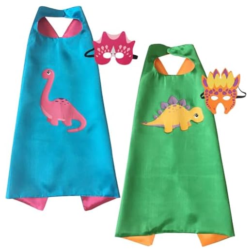 FISAPBXC Capa de Dinosaurio de Carnaval, Capa Dinosaurio niño, Mascara Dinosaurio niño y niñas, Disfraz de Dinosaurio para Fiesta Temática Carnaval 2Pcs-A