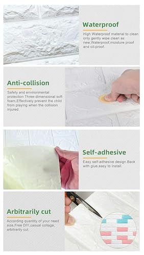 Image of 3D Brick Wallpaper for Wall | Self Adhesive PE Foam DIY Panel | Peel & Stick Decor for Home, Living, Bedroom & Office (70 x 77 cm, Appx 5.8 Sq Ft) (1, Pink)