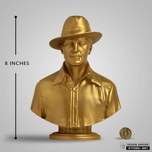 Image of SILAII Bhagat Singh Bust Sculpture (Gold, 8 Inch)
