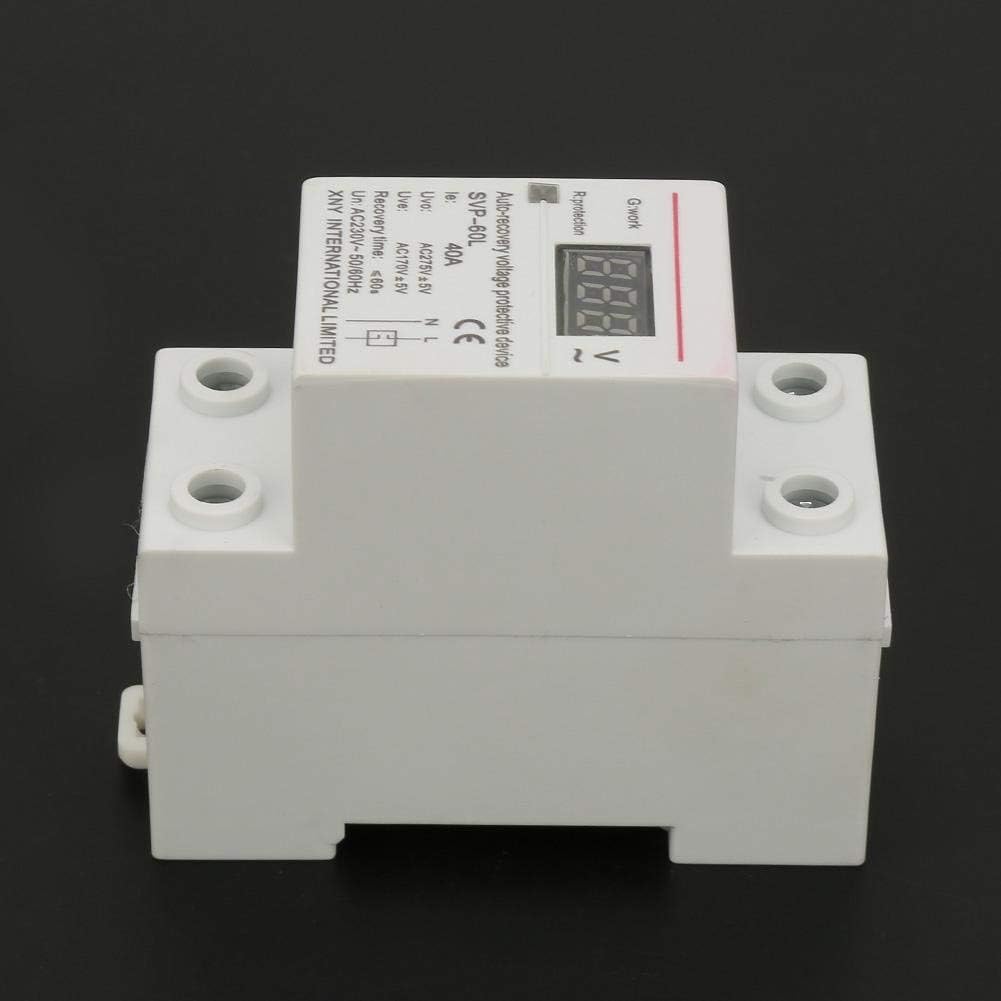 Walfront 230V 40A Dispositivo de Protecci de Voltaje Recuperacin Autom Protecc contra Sobrevoltaje y Bajo Voltaje Protector de Montaje en Riel DIN Sobretensiones Protector
