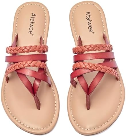 Ataiwee Women's Casual Flat Slide Sandals - Dressy Comfortable Cr...