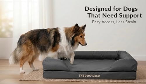 The Dog’s Bed – Orthopaedic Memory Foam Bolster Bed, Grey with Black Trim, Medium - Image 5