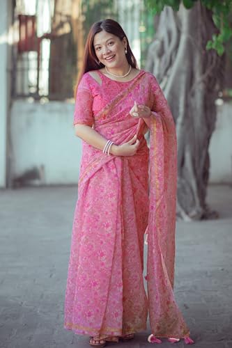 Image of MIRCHI FASHION Women Saree Cotton Abstract Printed | Lightweight Comfortable Sari for Office and Regular Daily Wear with Matching Blouse Piece