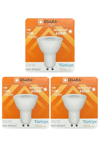 9W (70W) Beyaz Işık (6500K) GU10 Duylu Led Çanak Ampul, 3 Adet