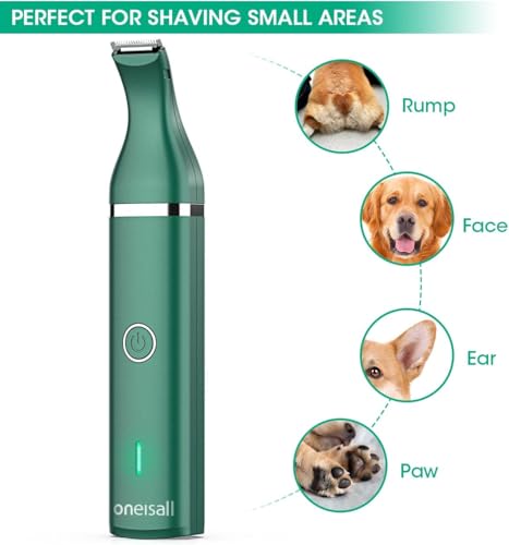 oneisall schermaschine hund pfoten Leise hundeschermaschine pfotentrimmer pfotenrasierer für Hunde Katzen Pfoten, Augen, Ohren, Gesicht, Körper (Grün)