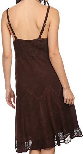 Image of Sakkas Stonewashed Rayon Adjustable Spaghetti Straps Mid Length Dress