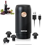 BGFOX Electric Wine Saver Pump with 4 Wine Stoppers Automatic Rechargeable Wine Preserver Reusable Wine Bottle Sealer Keeps Fresh, 1 Pump 4 Stoppers, Gifts for Wine Lovers, Stylish Black & Gold
