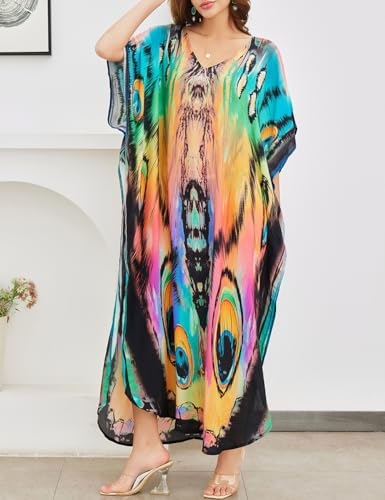 Bsubseach Kaftan Dresses for Women Plus Size Bathing Suit Cover up V Neck Batwing Dress Loose Loungewear Maxi Beach Cover Ups4