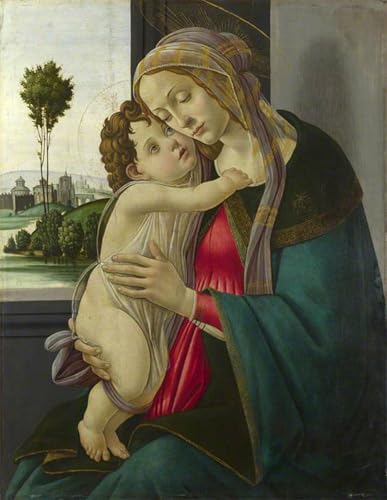 Pintura al óleo de La Virgen y el Niño Botticelli para decoración moderna