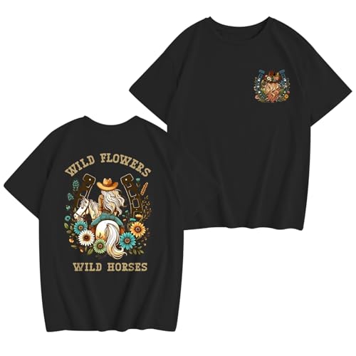 Girls Western Shirt Cowgirl Shirts Kids Cowboy Tshirt Rodeo Girl Horse Riding Shirt Country Concert Wild Flower Tops