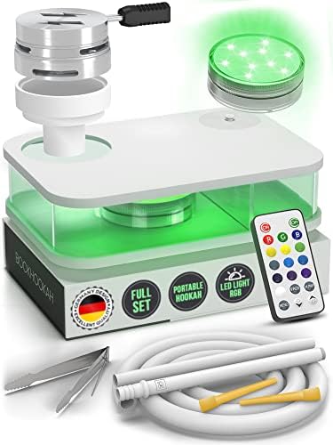 M. ROSENFELD Portable Hookah Set With Everything And Case - Premium WHITE Small Hookah Set For Travel Flat Hookah Box Hookah Set With Charcoal Holder & Coal Cover- Travel Hookah Set With Everything
