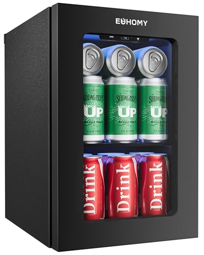 Comparison: Best Mini Fridge For Outdoors 5 EUHOMY 18L Beverage Refrigerator Cooler, 24 Cans Mini Fridge with Quiet Compressor, Countertop Small Fridge with 40°F-61°F Digital Temperature Control, LED Lgiht for Home, Bar, Office