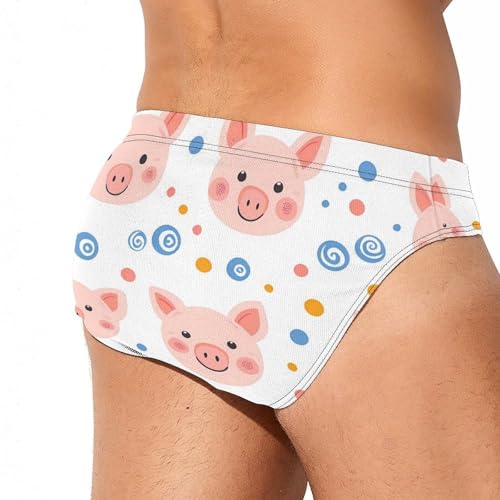 Piglet Polka Dot Swirl Mens Swim Briefs Bikini Sexy Low Rise Trunks Swimsuit Bathing Suit Beach3