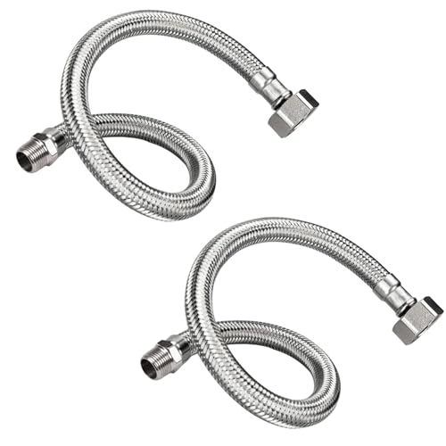 2 Stück Flexschlauch 3/8 Zoll, 304 Edelstahl Flexschlauch, Verbindungsschlauch Anschlussschlauch Armatur Trinkwasserschlauch Flexibler Schlauch für Wasserhahn Eckventil Küchenarmatur Spülkasten, 30cm