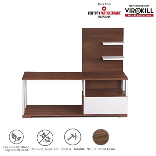 Image of DELITE KOM Elsa Engineered Wood TV Entertainment Unit (Finish Color - Acacia Dark White, Knock Down) (39x120x100)