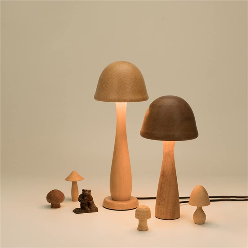 Lampe de table champignon en bois tactile avec éclairage LED USB doux pour salon