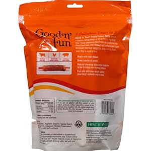 Good’n’Fun Triple Flavor 7 inch Rolls, Chews for Dogs, 6 Count (Pack of 1)