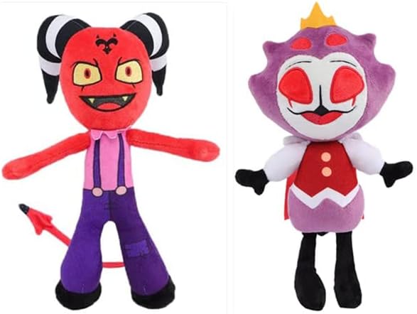 (Set of 2) HELLUVA BOSS THE CIRCUS Plush Toy Long Horn Devil Figure, 12 Inch Plush Figure, Plush Animal Ornament Figure for Kids Birthday, Animated Peripheral Game Characters Cartoon Fans Kids Adults