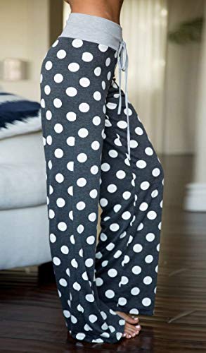 Image of Elsofer Women's Comfy Lounge Pants Soft Floral Pajama Pants Loose Drawstring Wide Leg Palazzo Pants for Sleep, Casual Wear