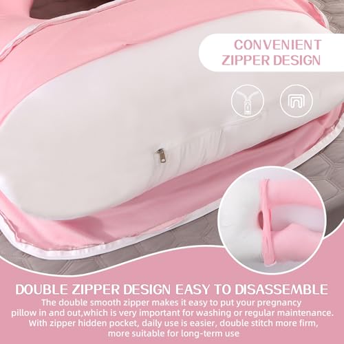 Image of Pregnant Woman Pillowcase, 57 inchx 28 inch Pregnant Woman Replacement Pillowcase, Velvet Replacement Pillowcase, Double Zipper Cotton Fabric, Super Soft (Pink-Only Pillowcases)