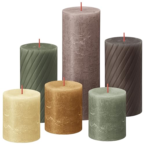 Bolsius Rustik Stumpenkerzen - Geschenk Set 6 Stück - Nature -...
