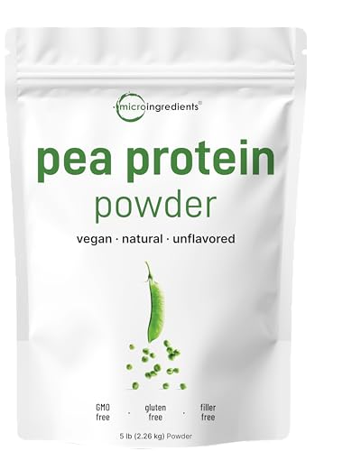 Image of Micro Ingredients North American Grown, Pea Protein Powder, 5 Pounds | Plant Based, Unflavored | Complete Vegan Protein Source – 27g Serving | Rich in BCAAs & EAAs | Non-GMO, Keto Friendly