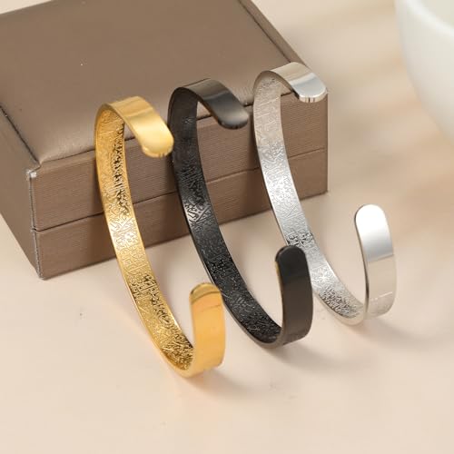 Qitian Islamic Jewelry Gifts for Women Allah Gold Bangles Bracelets Ayatul Kursi Arabic Cuff Bracelet for Women Men Islam Eid Ramadan New Year Gifts3