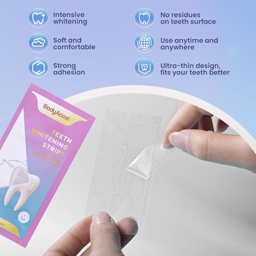 Image of BodyAccel Teeth Whitening Strips, 7 /14 Day Treatments, White Strips for Teeth Whitening, Residue-Free, Enamel Safe, Intensive Whitening, Rinse-Free (28 Count)