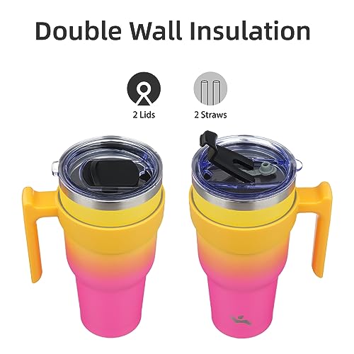 Image of Konokyo 40 oz Tumbler with Handle and Straw, Insulated Travel Mug