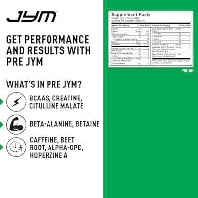 JYM Supplement Science Pre JYM Pineapple Strawberry Pre Workout Powder for Men & Women, BCAAs, Nootropics, Creatine HCI, Citrulline, Beta-Alanine, Betaine, Taurine, Huperzine, 30 Servings