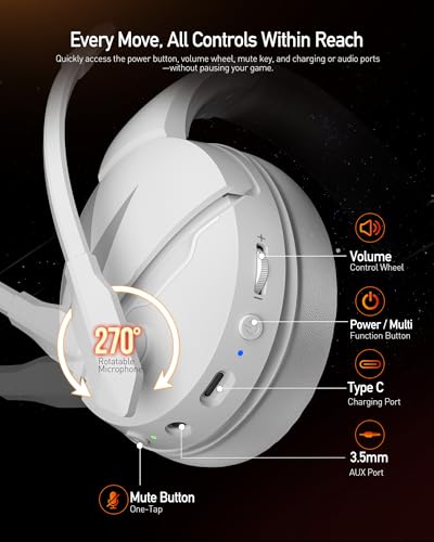 Image of Acer 2.4Ghz Wireless Gaming Headset for Xbox Series X|S & Xbox One,Stable & 15ms Ultra-Low Latency,100Hr Battry, Bluetooth Gaming Headphones with Noise Canceling Mic for PS5,PC,Laptop, Mobile White