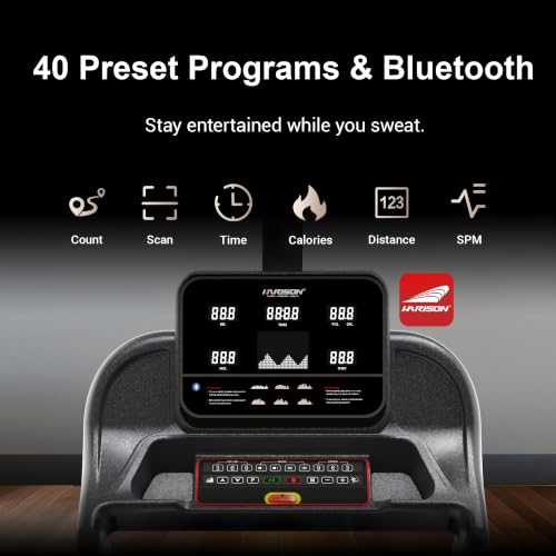 Image of HARISON Folding Treadmill for Home, Incline Treadmill with Smart App, Foldable Running Machine with Bluetooth Connectivity, Shock Absorption, Compact Home Cardio Equipment