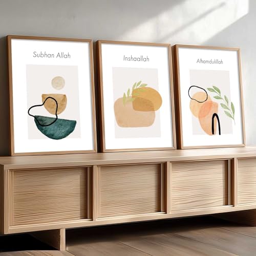 Image of kotart Home Decoration Painting Islamic Paintings With Frame For Living Room Bed Room Hotel Wall Decor Digital Reprint Engineered Wood Set of 3 (Art 4, 13X17 INCH)