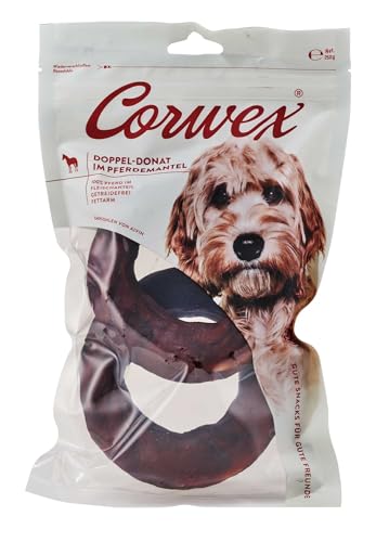 Corwex Doppel-Donut mit Pferd (2er Pack), Hundesnack Kauring Bagel, getreidefrei & fettarm, 100% Pferd im Fleischanteil, ø 12-13 cm, für Sensible Hunde