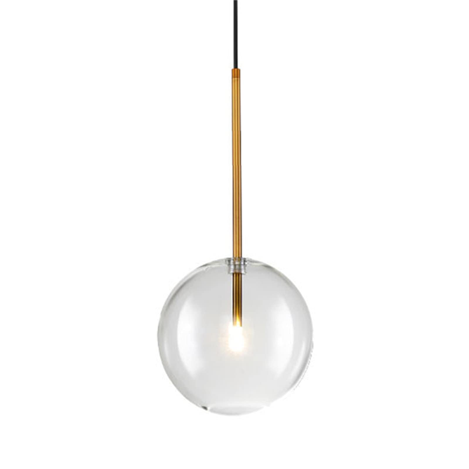 HJXDtech Modern Simple Glass Ball Pendant Light,G4 LED Warm White Light Bulb, Brass Finish, Indoor Ceiling Hanging Lamp for Bedroom Dining Room (25cm)