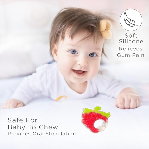 Image of Mee Mee Multi-Textured Soft Silicone Teether, PinkGreen