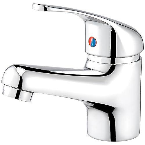 Trintion Grifo mezclador de baño, grifo monomando para lavabo con núcleo de válvula de cerámica silencioso, grifo para lavabo de baño, baja altura de caño Trintion Grifo mezclador de baño, grifo monomando para lavabo con núcleo de válvula de cerámica silencioso, grifo para lavabo de baño, baja altura de caño