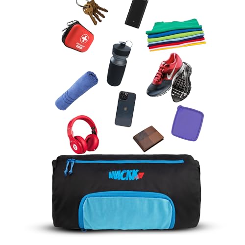 Image of Whackk Track Blue 31L |Gym Bags |Fitness Bag|Sports Duffle|Multipurpose Carry Bag |Travel Duffel Bag|Adjustable Strap|Air Ventilated Pocket for Shoes|Unisex|Lightweight|Sports Kit|Kitbag