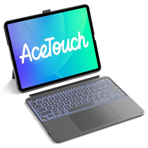 Inateck Tastatur Hülle für iPad Air 13 Zoll (2026/2025/2024 M4/M3/M2) Tastatur für ipad Pro 12.9 Zoll 6 Großes Trackpad Abnehmbar QWERTZ 7 Farben Hinterleuchtet mit Stifthalter AceTouch