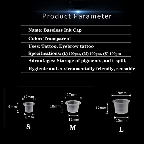Tattoo Ink Caps 300 Pieces With 1 Cup Holder - Mixed Sizes 100 Small 100 Medium 100 Large For Tattoo Ink Tattoo Supplies Tattoo Sets #TOP1