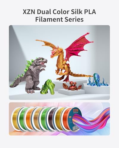 Image of Silk PLA Filament 1.75mm Dual Color Black Red 1KG, Metal-Like Shiny 3D Printer Filament, Precision ±0.02mm, Neatly Wound, No Clog /Bubble, Durable, Excellent Layer Adhesion, Fits Most FDM Printers