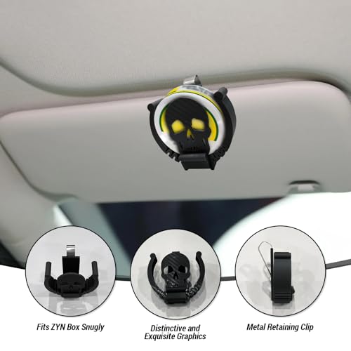 Image of Car Visor Clip Holder for ZYN,Universal high-Temperature Resistant Sun Visor Accessories for Nicotine Bag cansInterior Car Accessories for Organization,Fit Most of The Auto (Black Skull)