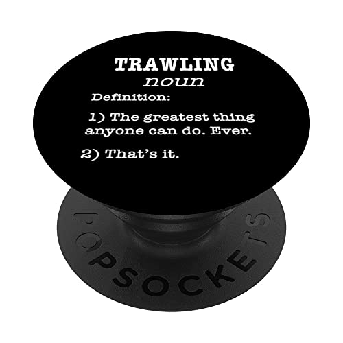 Retro Trawling - Funny Definition For Trawling Fishermen PopSockets Swappable PopGrip, Black