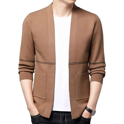 Men's Open Front Slim Fit Knitwear Sweater Casual Lightweight Solid Fall Sweater Cardigan Soft Outdoor Sweaters