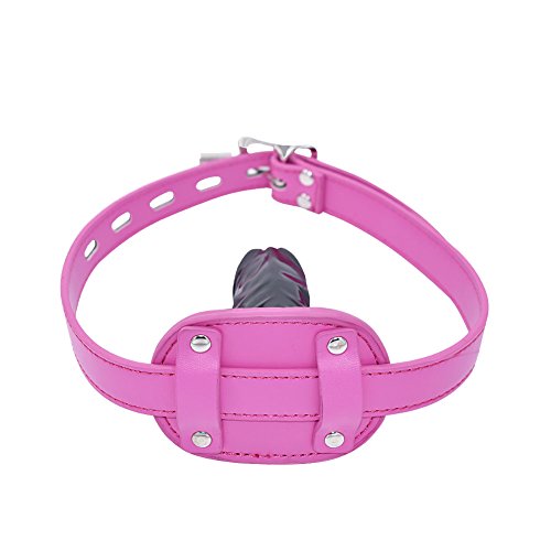 Yifeng Leather Lockable Ball Gag W/Lock Bondage Fetish Restraint Slave Roleplay Gimp 4 (Hot Pink, Long) #TOP2
