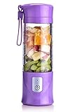 USB Electric Safety Juicer Cup, Fruit Juice mixer, Mini Portable Rechargeable/Juicing Mixing Crush Ice and Blender Mixer,420-530ml Water Bottle (Purple)