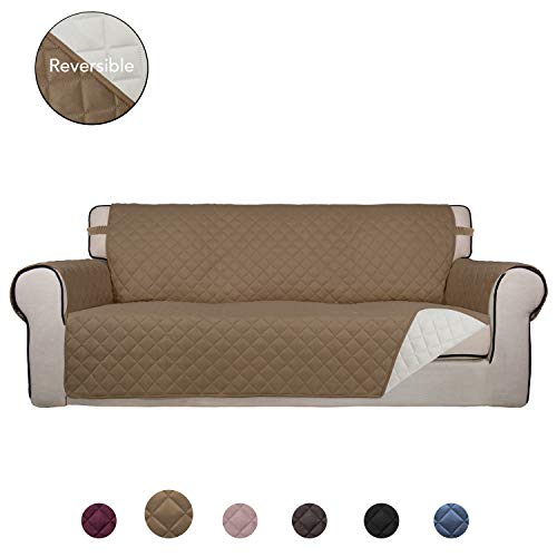 PureFit Reversible Quilted Sofa Cover, Water Resistant Slipcover Furniture Protector, Washable Couch Cover