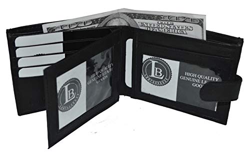 Leatherboss Men's Bifold Wallet with Snap Closure - Black 4