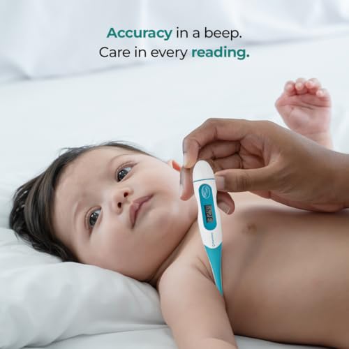 Image of PharmEasy Digital Flexible Tip Thermometer for Fever, Fast & Accurate Temperature Reading in Celsius | Waterproof, Oral & Underarm Use for both Kids & Adults | Ideal for Home Use, Easy-to-Read Screen